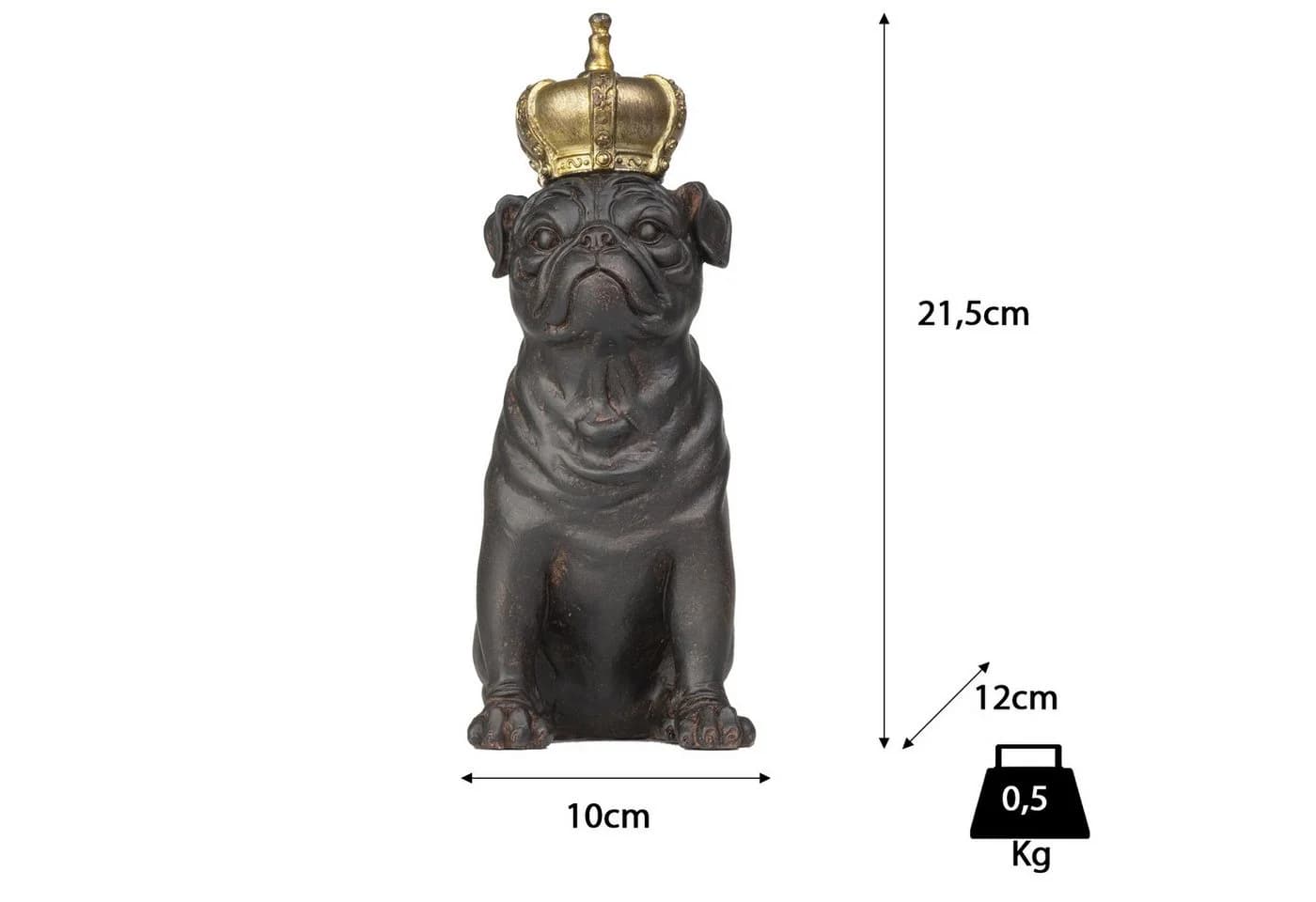 Moritz Dekofigur Mops-Hund mit Krone aus Polyresin Modern - Bild 3