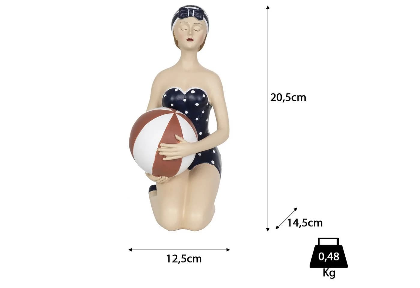 Moritz Deko-Figur Badenixe im Badeanzug mit Wasserball sitzend Maritime Deko - Bild 3