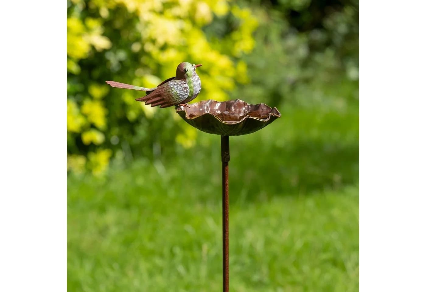Moritz Gartenstecker Vogeltränke Grün mit Vogel