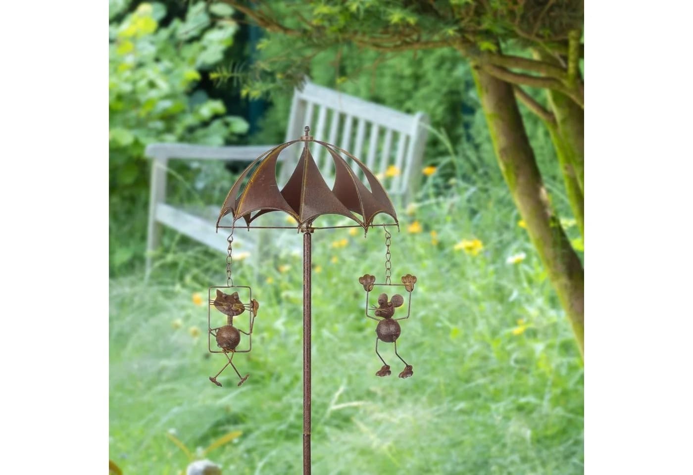 Moritz Gartenstecker Windspiel Mäuse Karussel Braun Metall