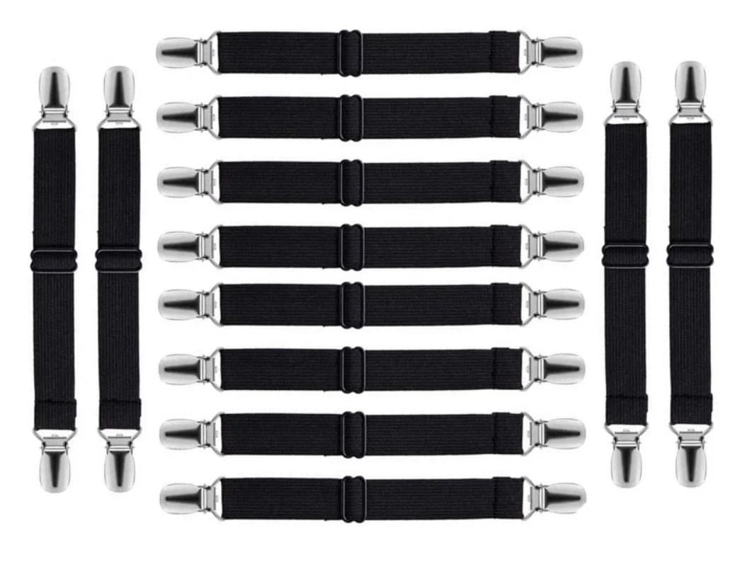 BAYLI Spannbettlaken Spanner 12er Set Schwarz/Weiss Verstellbar - Bild 2