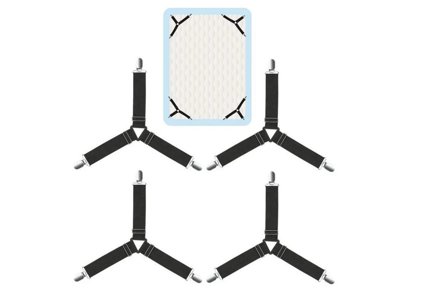 BAYLI Spannbettlaken Spanner 8er Set Schwarz mit Metallclips - Bild 4