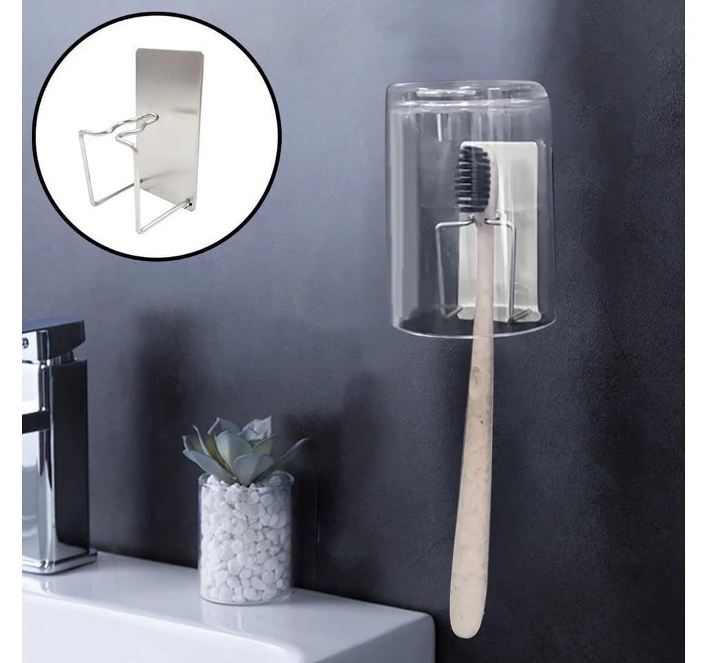 BAYLI Zahnbürstenhalter 2er Set Edelstahl Selbstklebend Silber - Bild 4