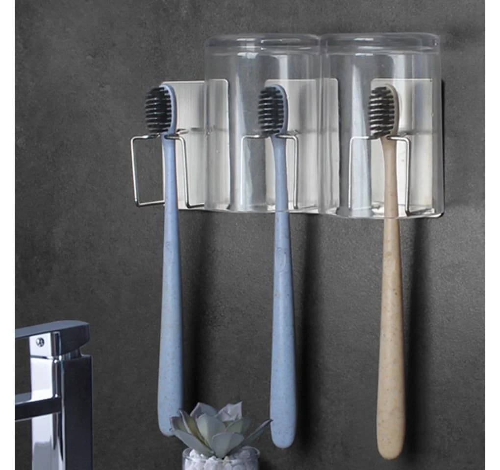 BAYLI Zahnbürstenhalter 2er Set Edelstahl Selbstklebend Silber - Bild 5
