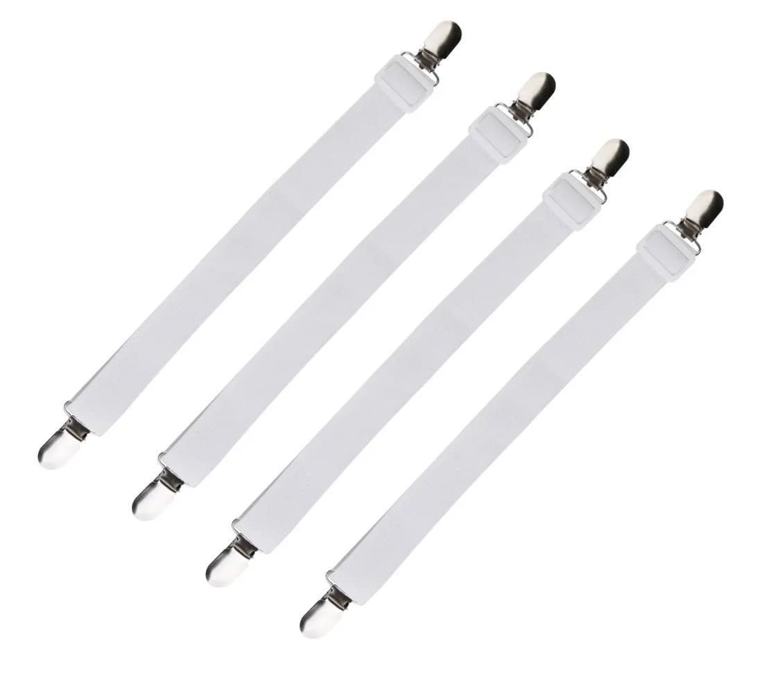 BAYLI Spannbettlaken-Halter 8er Set Weiß Verstellbar