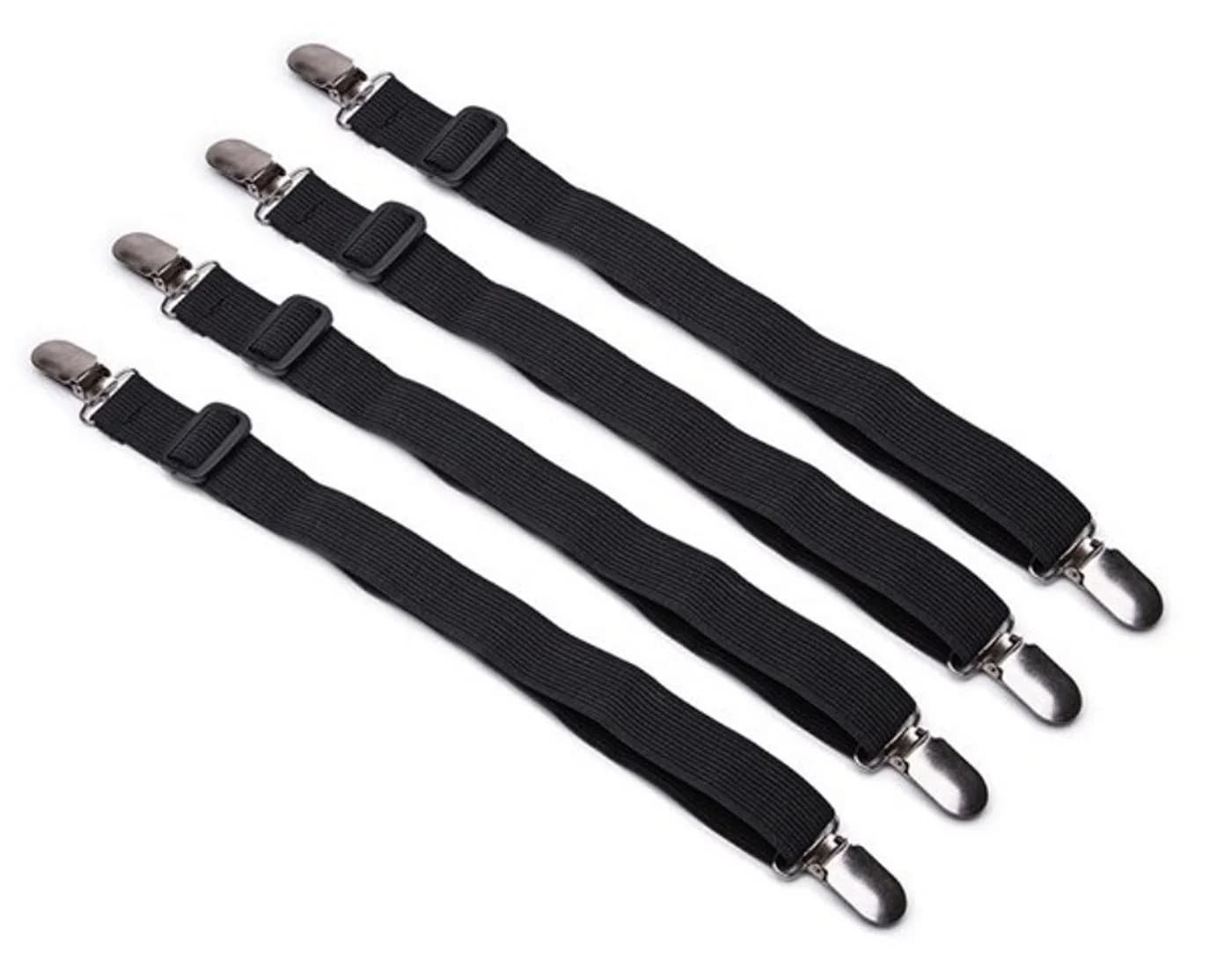 BAYLI Spannbettlaken Spanner 8er Set Schwarz/Weiss Verstellbar