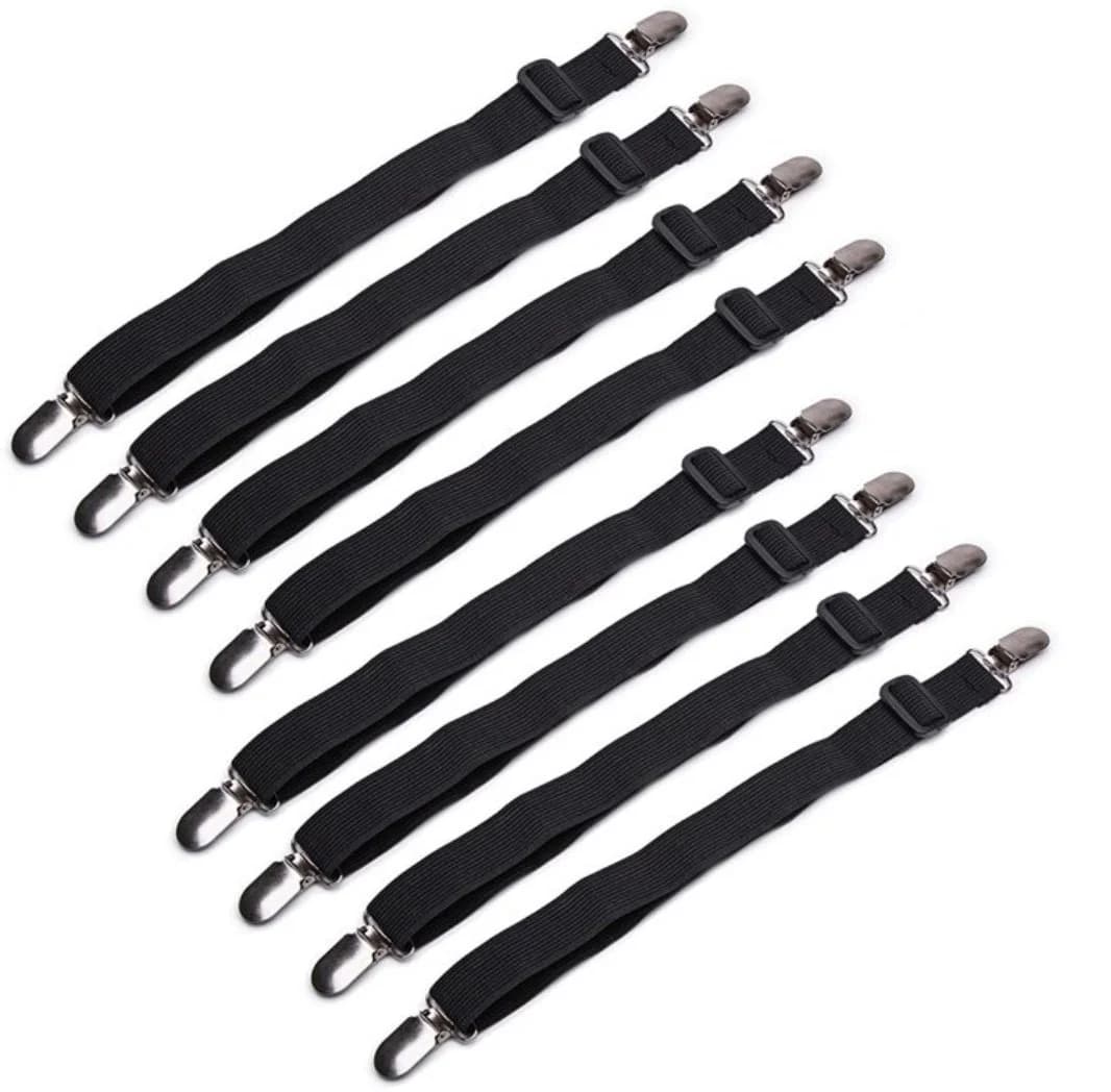 BAYLI Spannbettlaken Spanner 8er Set Schwarz/Weiss Verstellbar - Bild 2