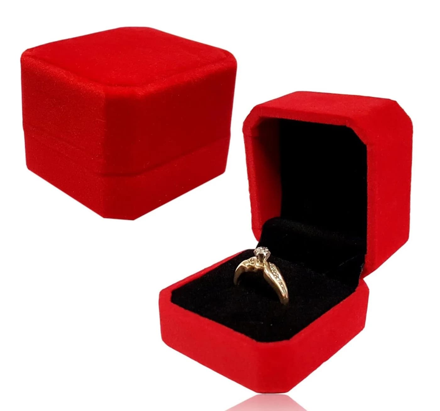 BAYLI Schmucketui 2er Pack Ringbox Rot Samt - Bild 3
