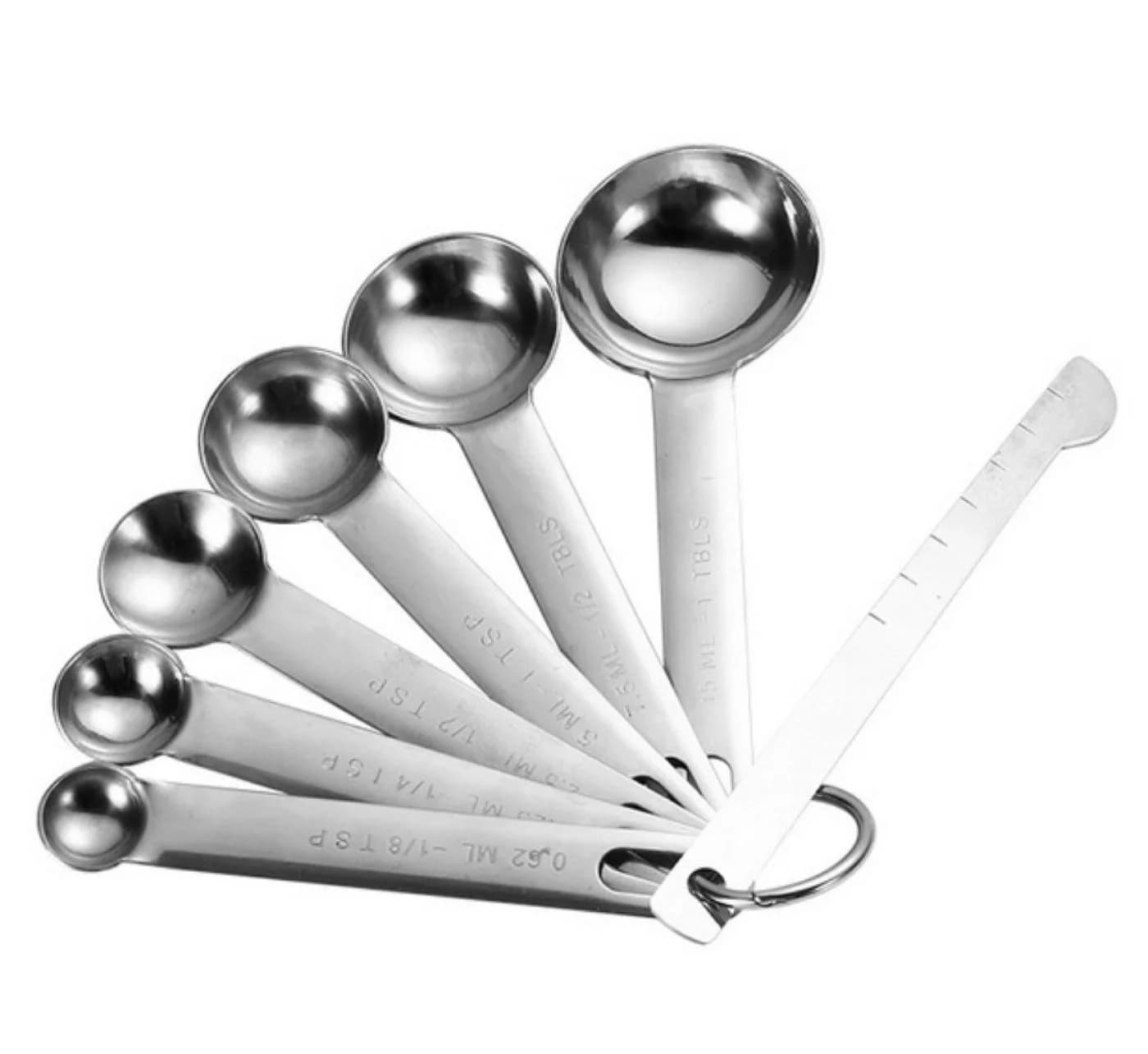 BAYLI 6-teiliges Messlöffel-Set Edelstahl mit Messlineal