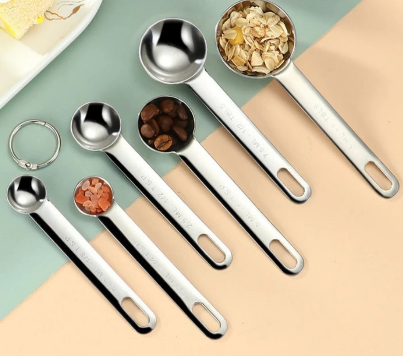 BAYLI 6-teiliges Messlöffel-Set Edelstahl mit Messlineal - Bild 2