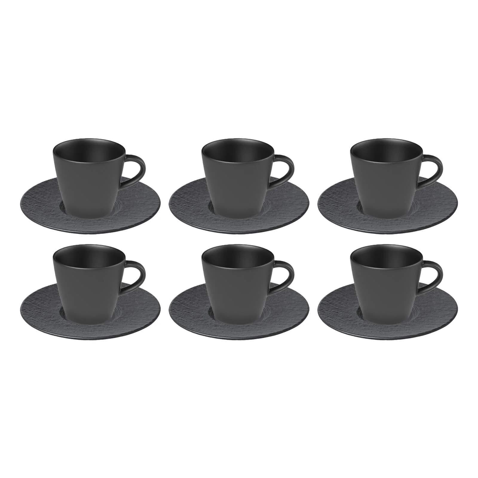 Villeroy & Boch Manufacture Rock Kaffee Set 12-tlg. Schwarz Porzellan