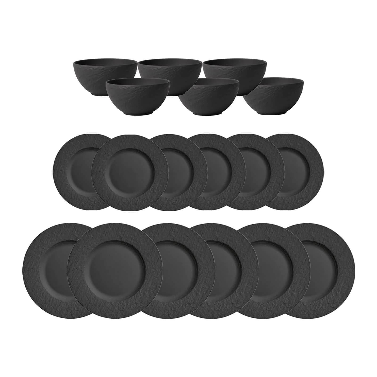 Villeroy & Boch Tafelservice Manufacture Rock 18-tlg. Schwarz