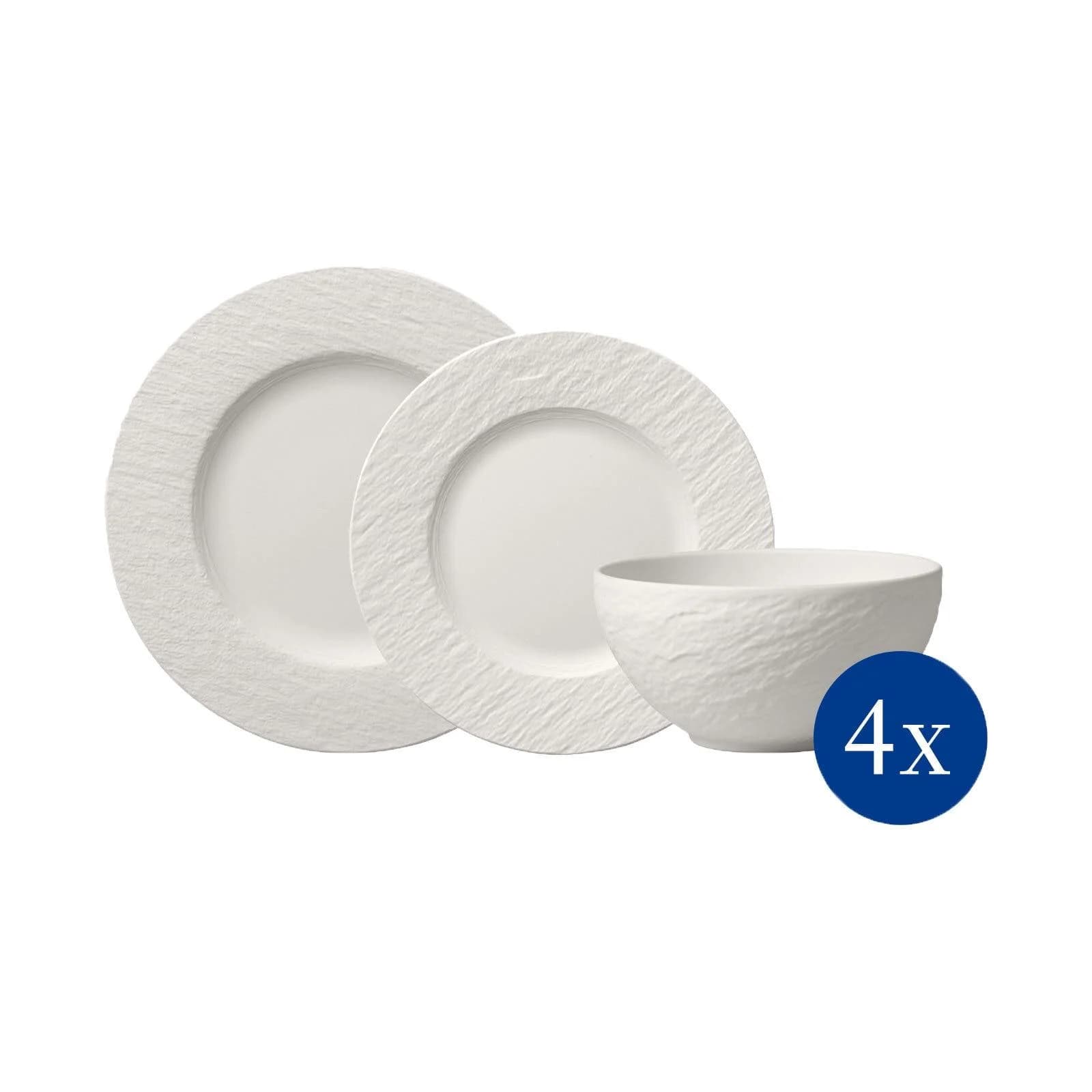 Villeroy & Boch Geschirr-Set Manufacture Rock Weiß 12-tlg. Porzellan