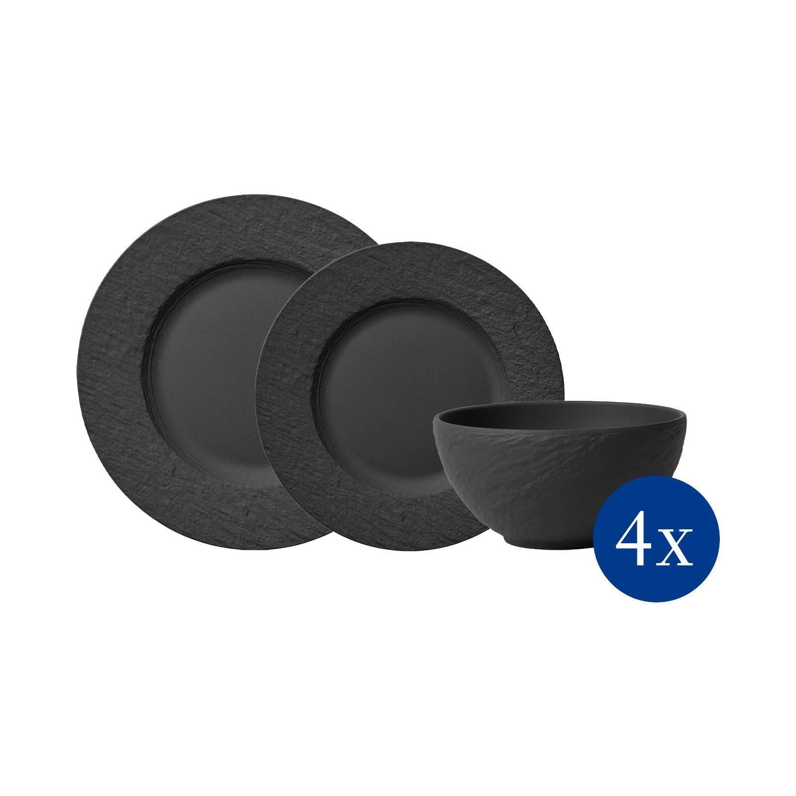 Villeroy & Boch Teller-Set Manufacture Rock Schwarz 12-tlg.