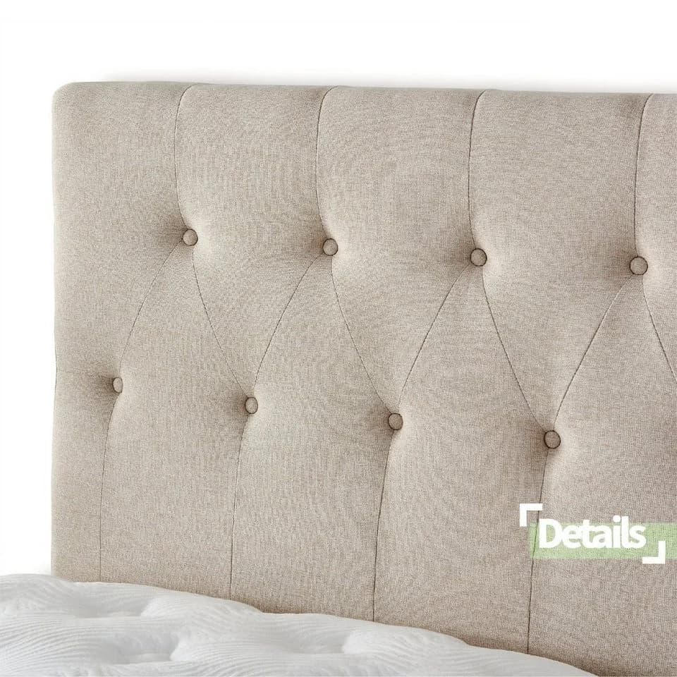 V6 Boxspringbett Modell 212 ohne Matratze – Anthrazit/Beige/Grau - Bild 5