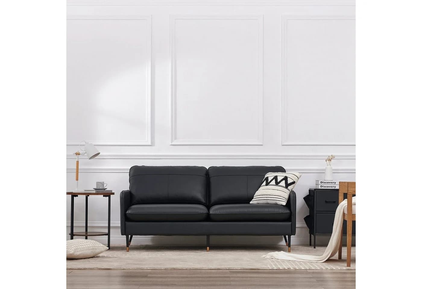 Z-Hom 2- oder 3-Sitzer Sofa Leder Vintage Schwarz