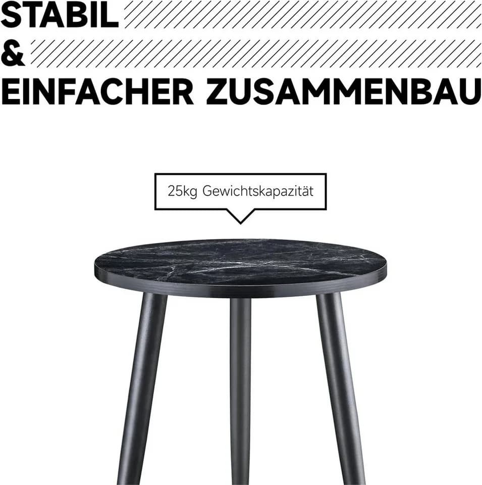 Z-Hom Couchtisch Marmoroptik Schwarz Stahlbeine - Bild 3