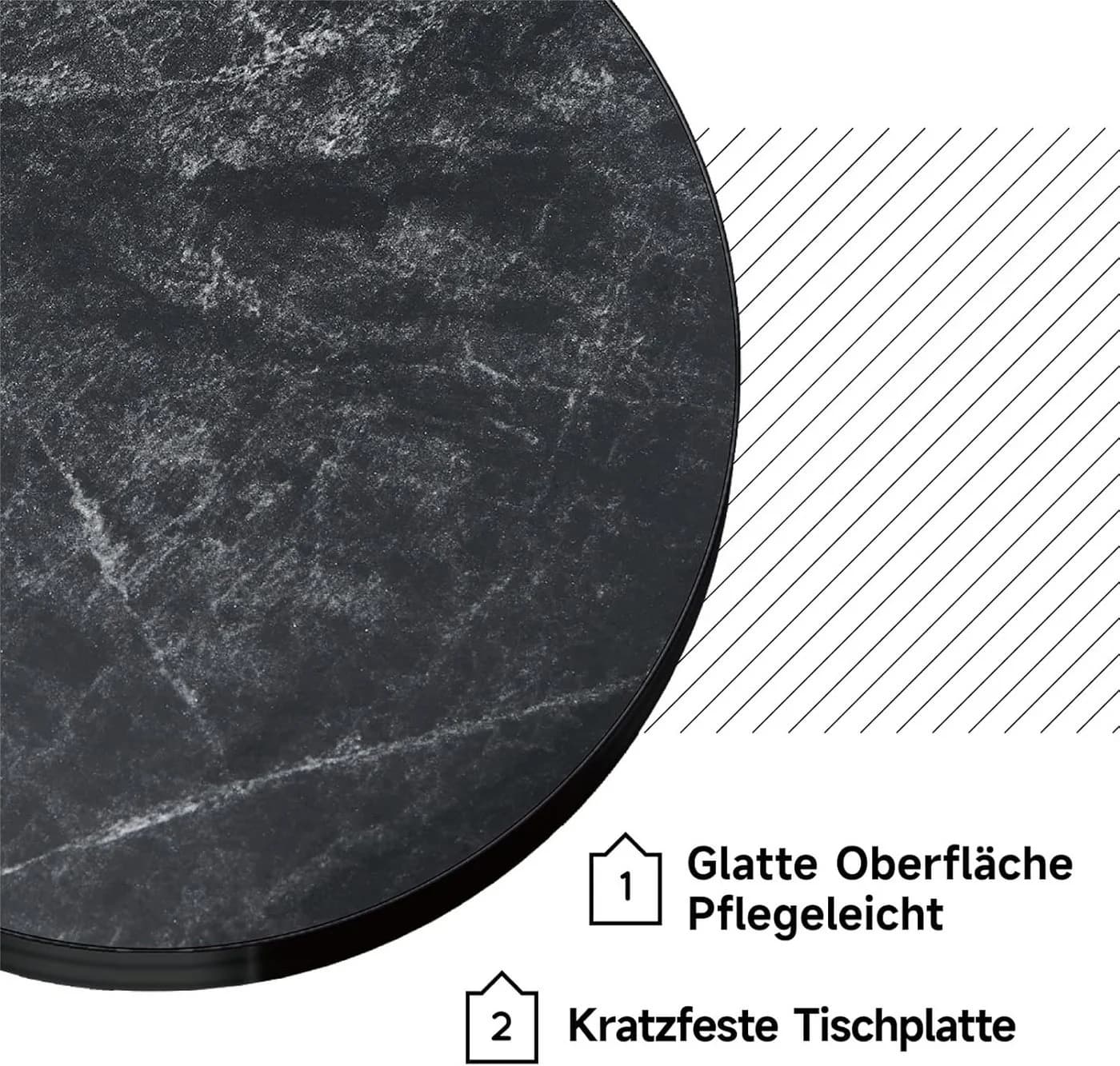 Z-Hom Couchtisch Marmoroptik Schwarz Stahlbeine - Bild 4