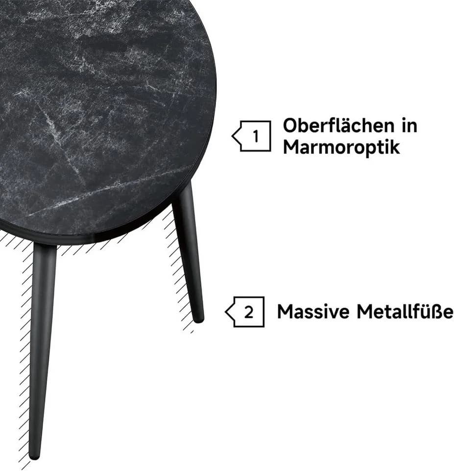 Z-Hom Couchtisch Marmoroptik Schwarz Stahlbeine - Bild 5