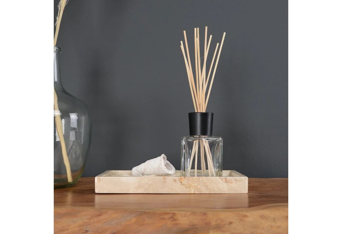 wohnfreuden Dekotablett Marmor 24x12 cm Creme Rechteckig