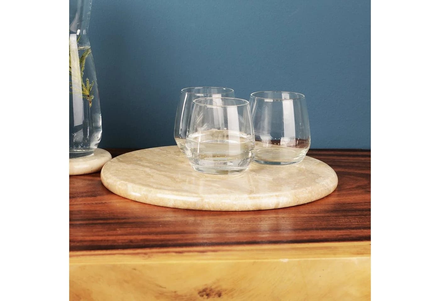 wohnfreuden Dekotablett Marmor Naturstein Platte 30 cm creme rund - Bild 5