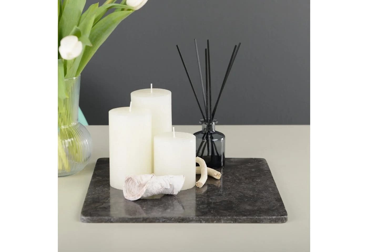 wohnfreuden Dekotablett Marmor 30 cm quadratisch flach - Bild 2