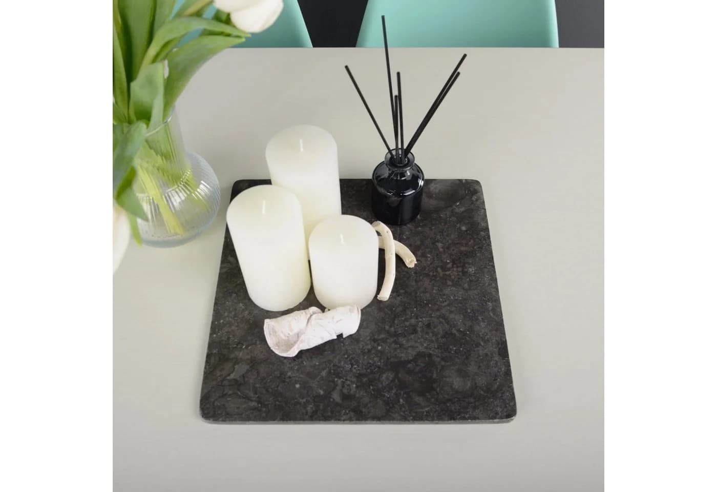 wohnfreuden Dekotablett Marmor 30 cm quadratisch flach - Bild 4