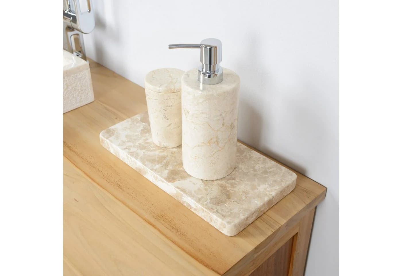 wohnfreuden Dekotablett Marmor 30 cm Creme Rechteckig Flach - Bild 2