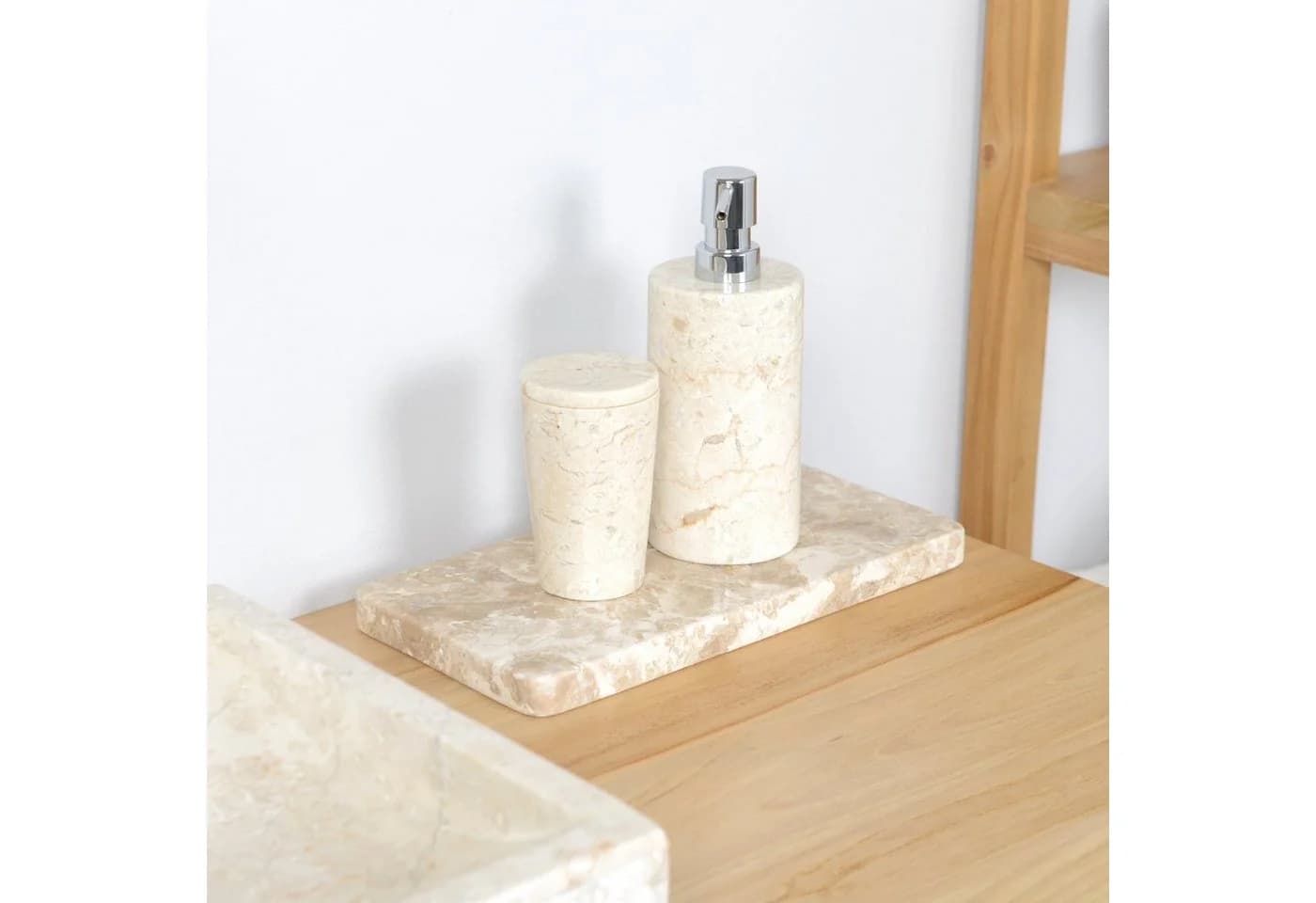 wohnfreuden Dekotablett Marmor 30 cm Creme Rechteckig Flach - Bild 4