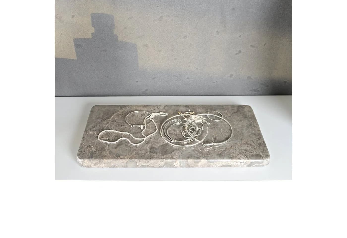 wohnfreuden Dekotablett Marmor Naturstein 30 cm grau flach eckig - Bild 3