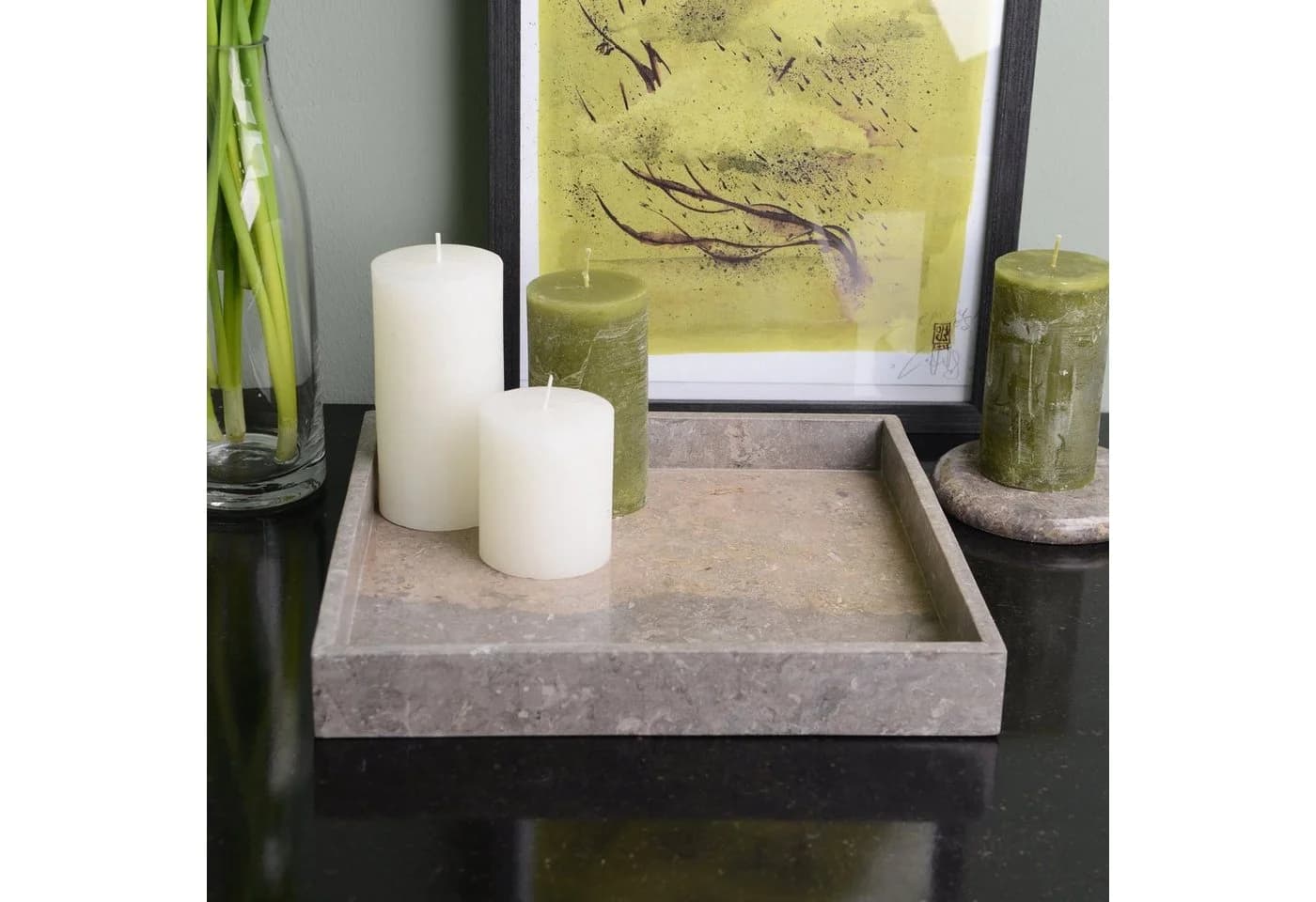 wohnfreuden Dekotablett Marmor Grau Quadratisch 30 cm - Bild 2