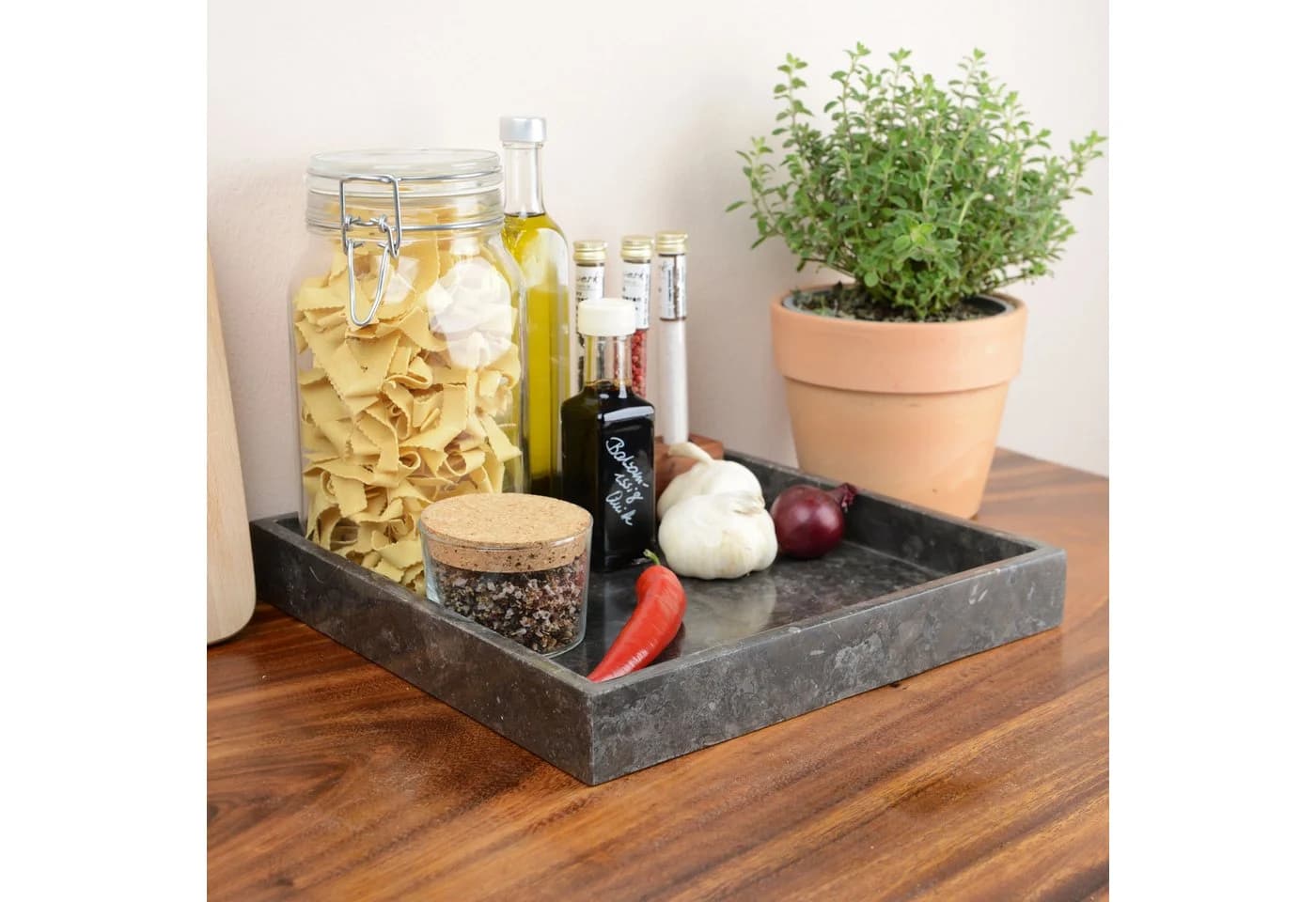 wohnfreuden Dekotablett Marmor 30 cm Anthrazit - Bild 2