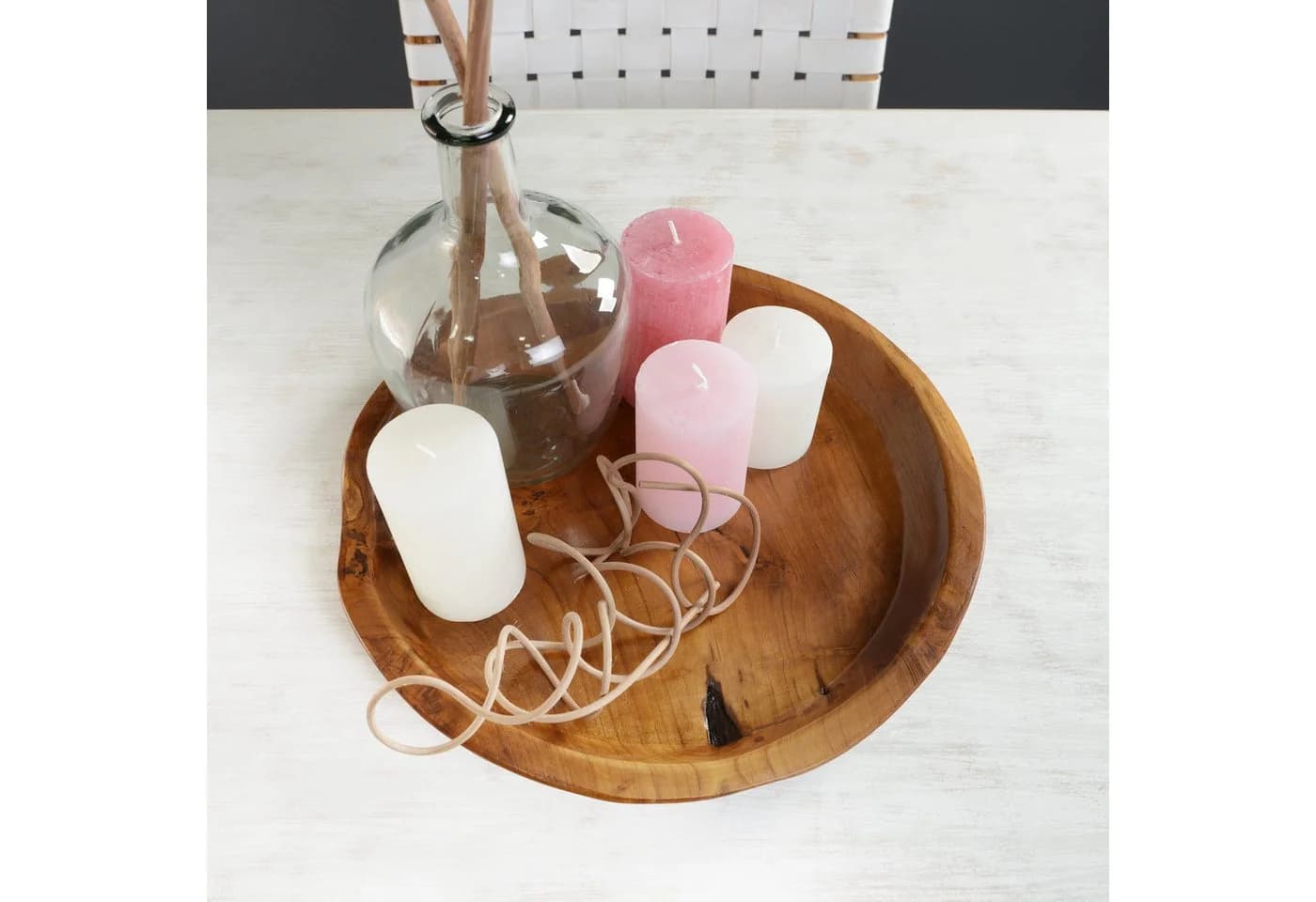 wohnfreuden Dekoteller Holztablett Teakholz Braun Handgearbeitet - Bild 3