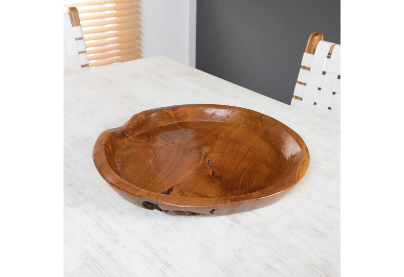 wohnfreuden Dekoteller Holztablett Teakholz Braun Handgearbeitet - Bild 4