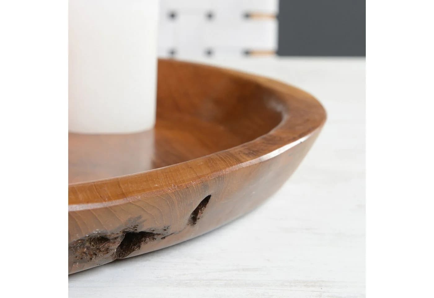 wohnfreuden Dekoteller Holztablett Teakholz Braun Handgearbeitet - Bild 5