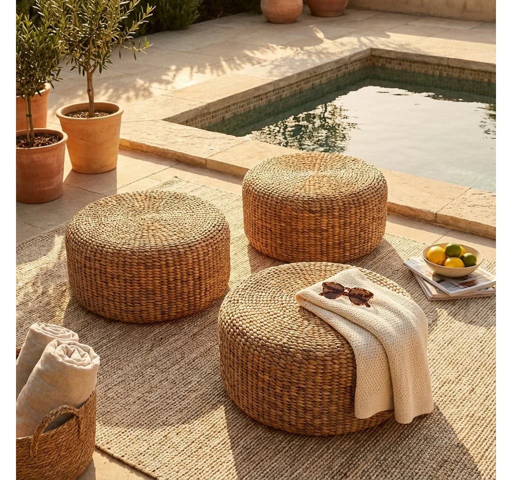 wohnfreuden Hocker Sitz-Pouf BRUNO 60 cm Wasserhyazinthe - Bild 3