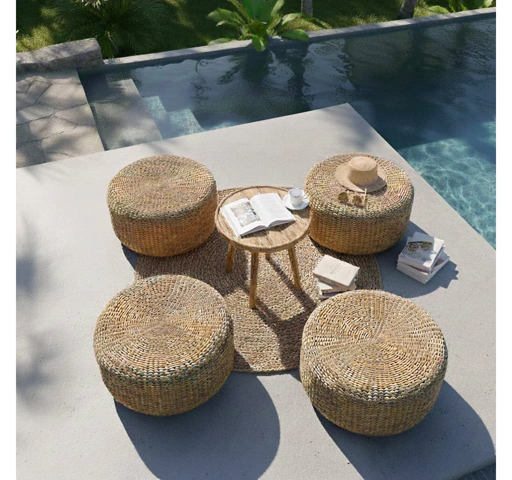 wohnfreuden Hocker Sitz-Pouf BRUNO 60 cm Wasserhyazinthe - Bild 4