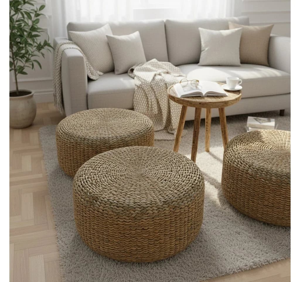 wohnfreuden Hocker Sitz-Pouf BRUNO 60 cm Wasserhyazinthe - Bild 5