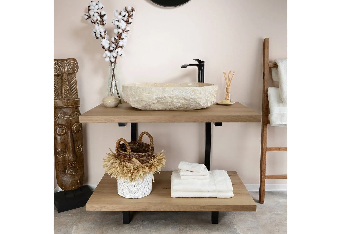 wohnfreuden Aufsatzwaschbecken Erosi Marmor 60 cm Creme - Bild 3