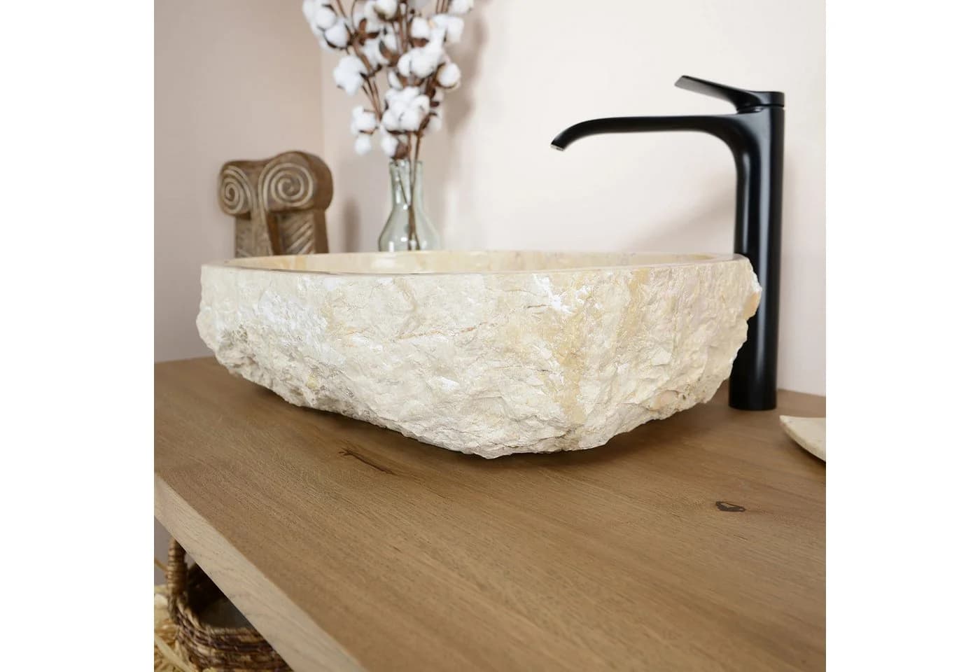 wohnfreuden Aufsatzwaschbecken Erosi Marmor 60 cm Creme - Bild 5