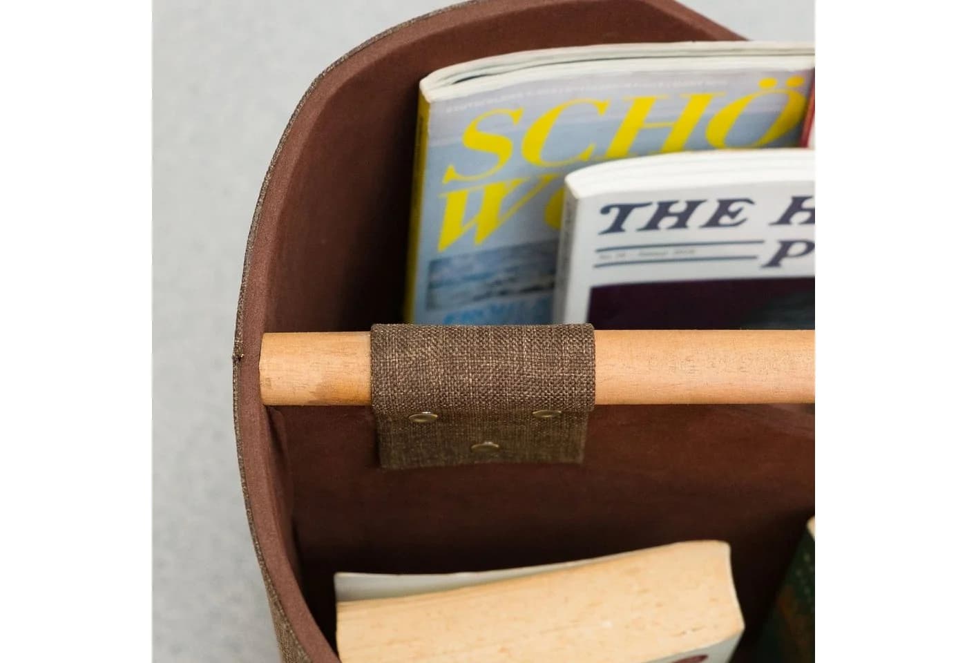 wohnfreuden Zeitungsständer Braun Stoff Teakholz Aufbewahrungsbox - Bild 4