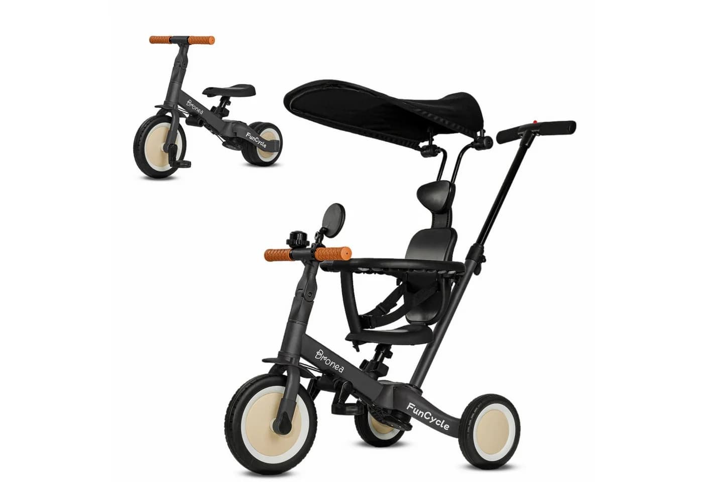Bronea Dreirad FunCycle 5-in-1 Grau mit Schubstange - Bild 2