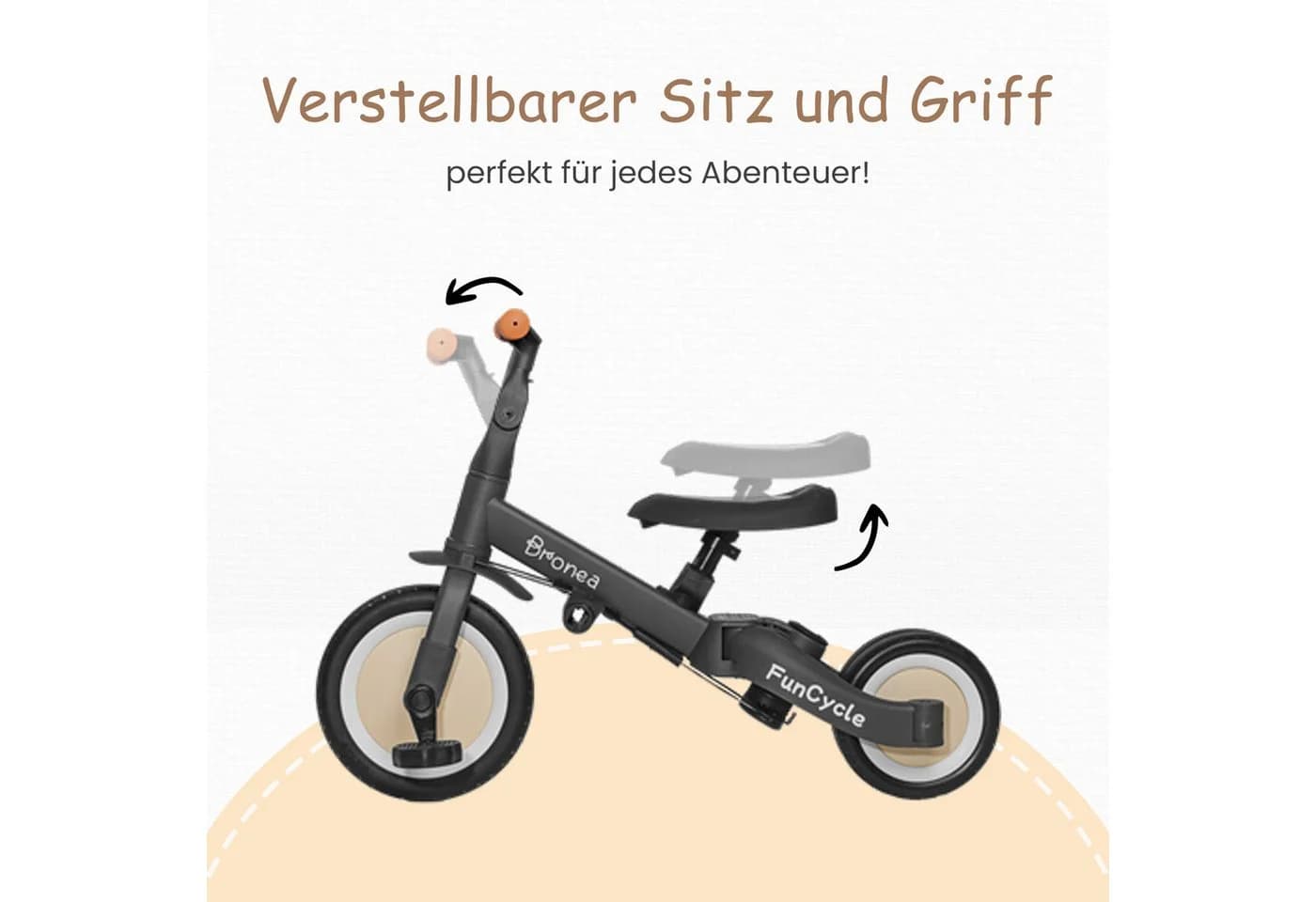 Bronea Dreirad FunCycle 5-in-1 Grau mit Schubstange - Bild 4