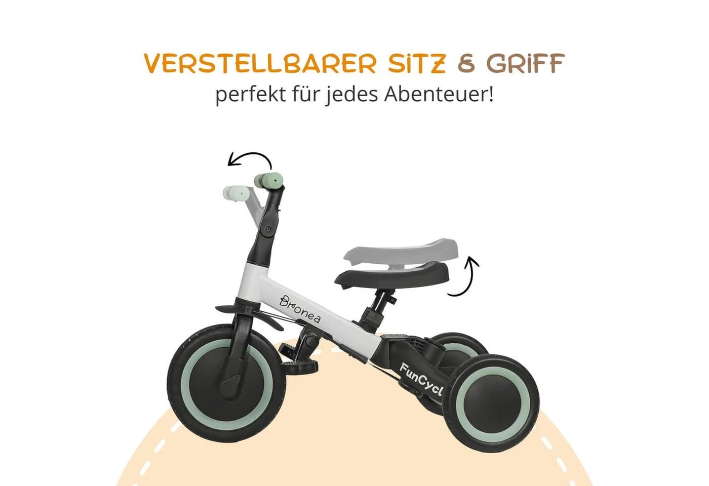 Bronea Dreirad FunCycle 5-in-1 mit Schubstange ab 1,5 Jahr - Bild 3