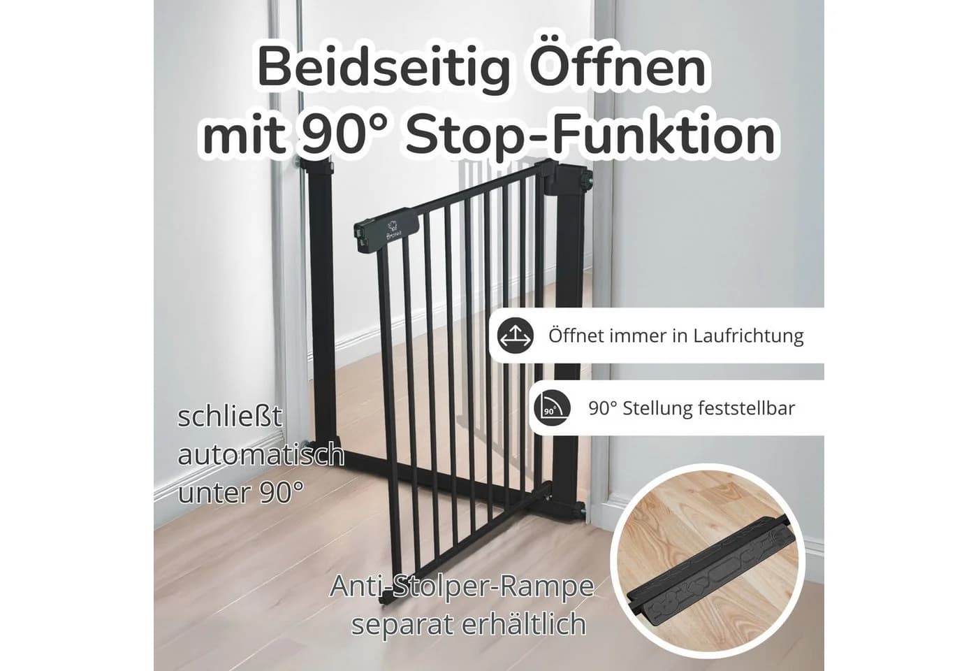 Bronea Treppenschutzgitter LUCA-M ohne Bohren 75-194 cm - Bild 5