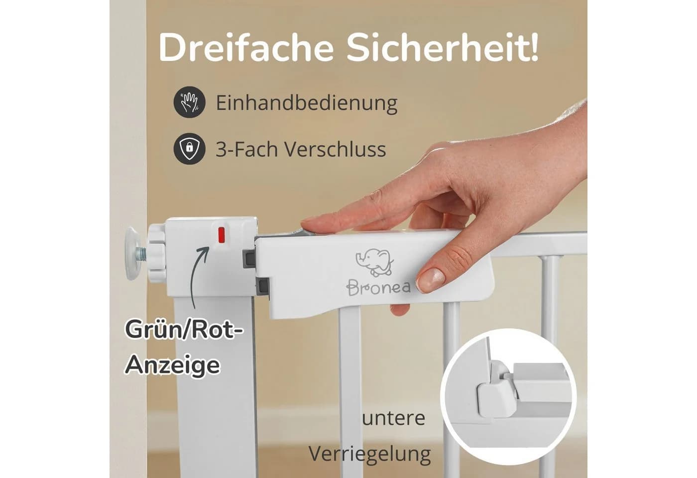 Bronea Treppenschutzgitter LUCA-M Weiß Ohne Bohren - Bild 3