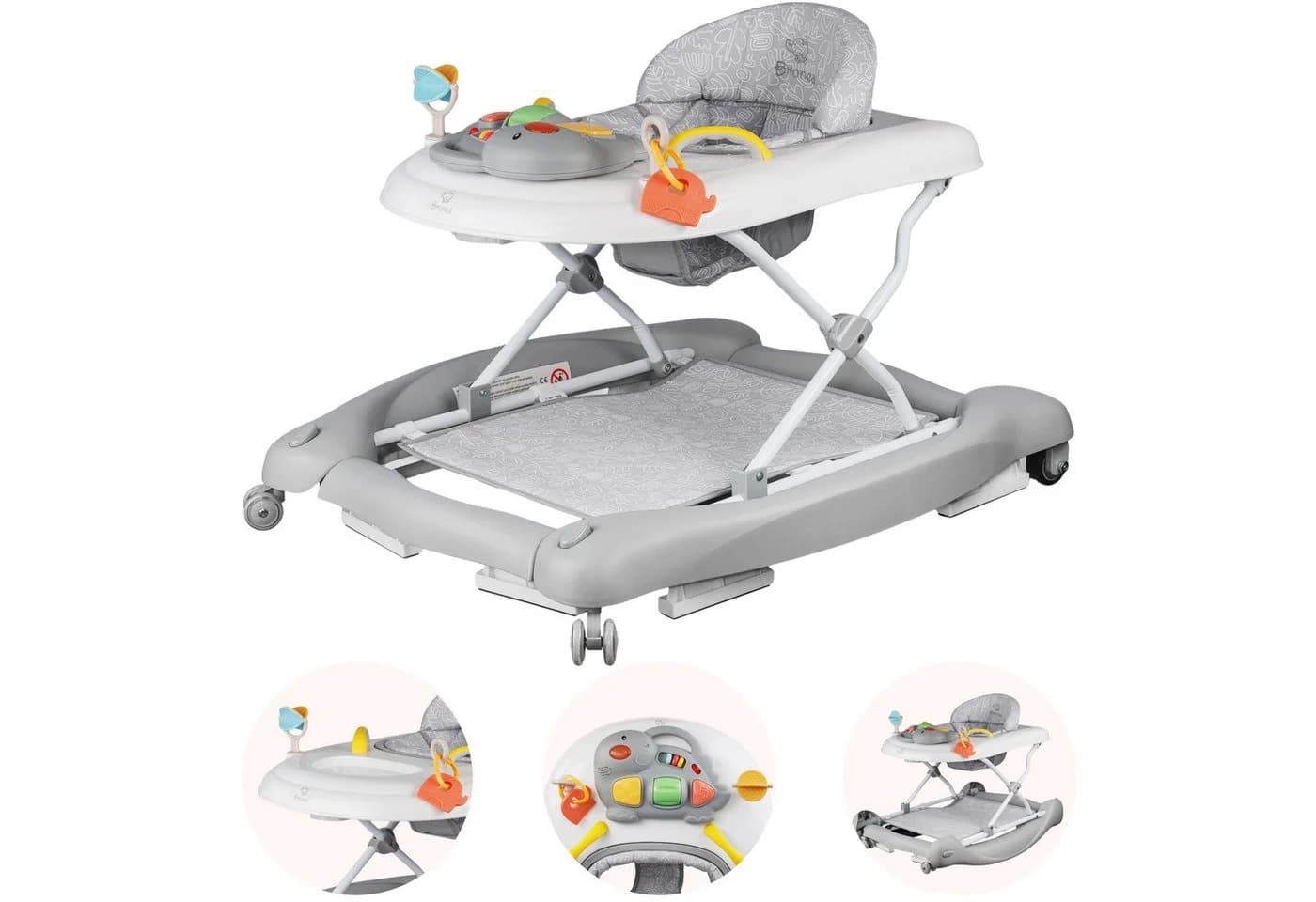 Bronea Lauflernhilfe Happy Life 5-in-1 Babywalker Gehfrei Lauflernwagen Schaukel Wippe - Bild 2