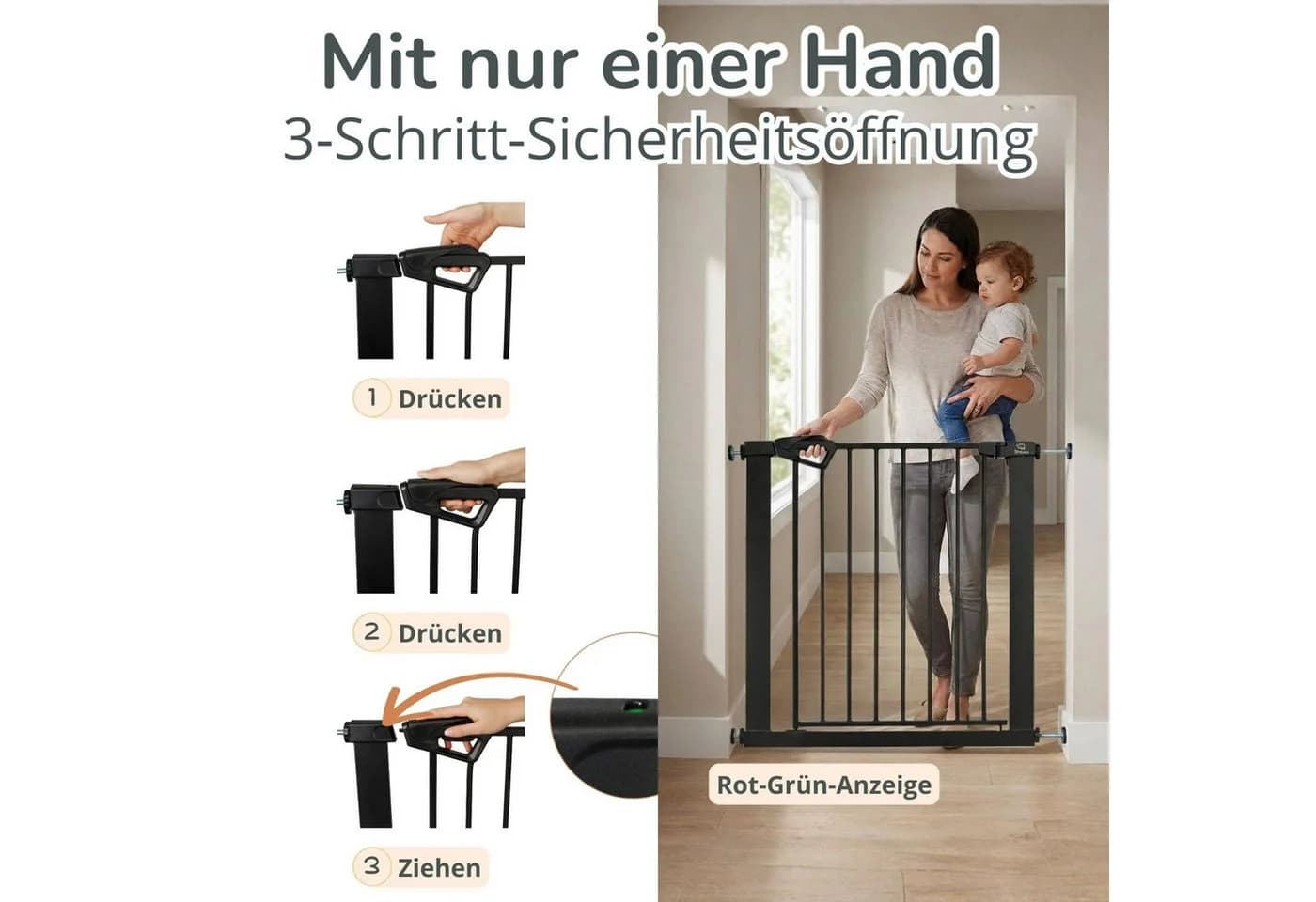 Bronea BALU Treppenschutzgitter Schwarz ohne Bohren - Bild 4
