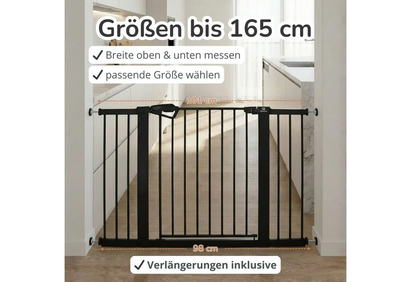 Bronea BALU Treppenschutzgitter Schwarz ohne Bohren - Bild 5