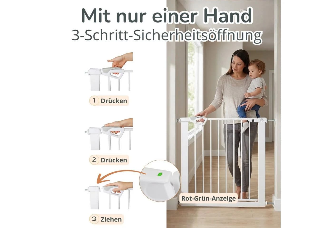 Bronea BALU Treppenschutzgitter ohne Bohren mit Auto-Close & Safety-Lock - Bild 4